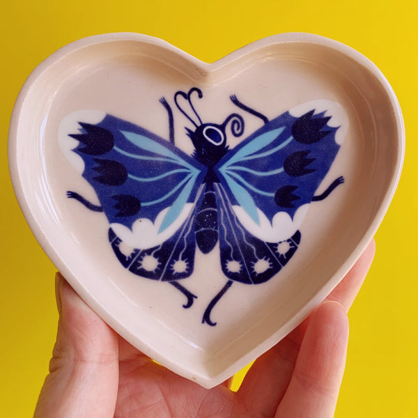Blue Butterfly Heart Dish - SECOND