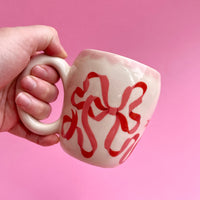 Pink Ribbon Hand Built Mug
