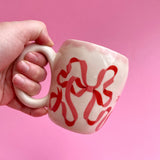 Pink Ribbon Hand Built Mug